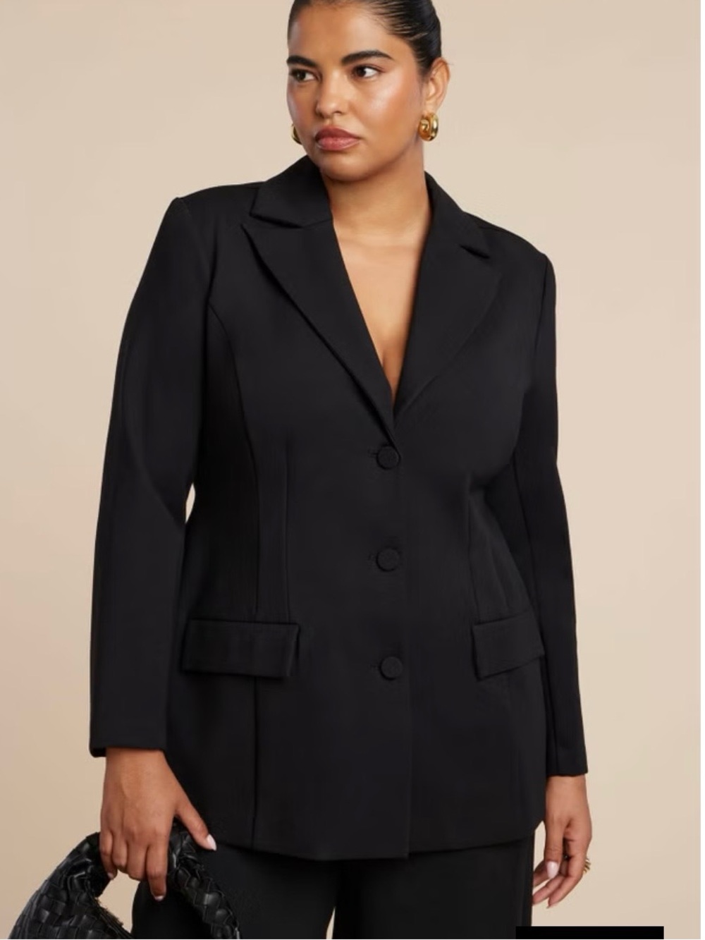 Eloquii Black Single-Breasted Tailored Blazer
